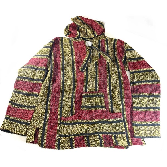 Textiles San Jose Mexican Hippie Festival Red Yellow Black Sweatshirt Mens M - Picture 1 of 8